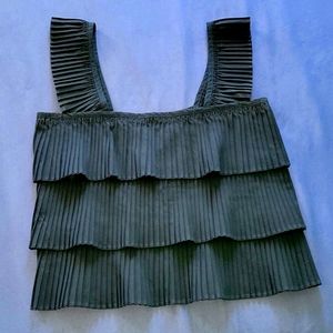 J. Crew black pleated top. Size Small